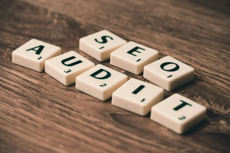 SEO AUDIT with Scrabble tiles
