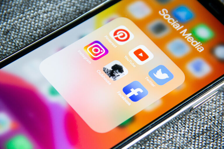 Smartphone with social media apps showing.