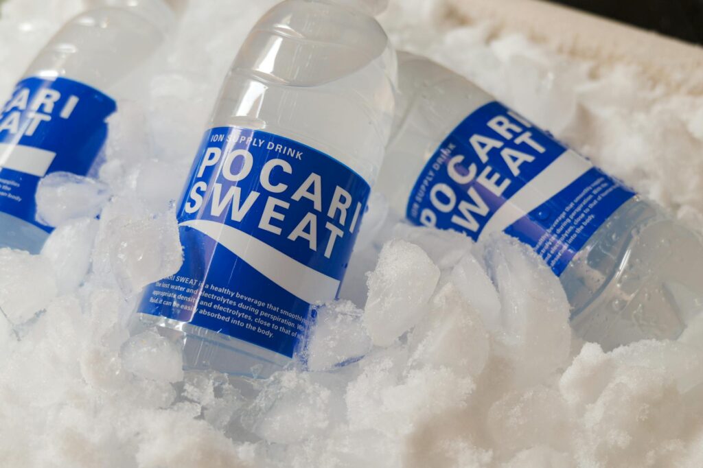 Water bottles in a cooler