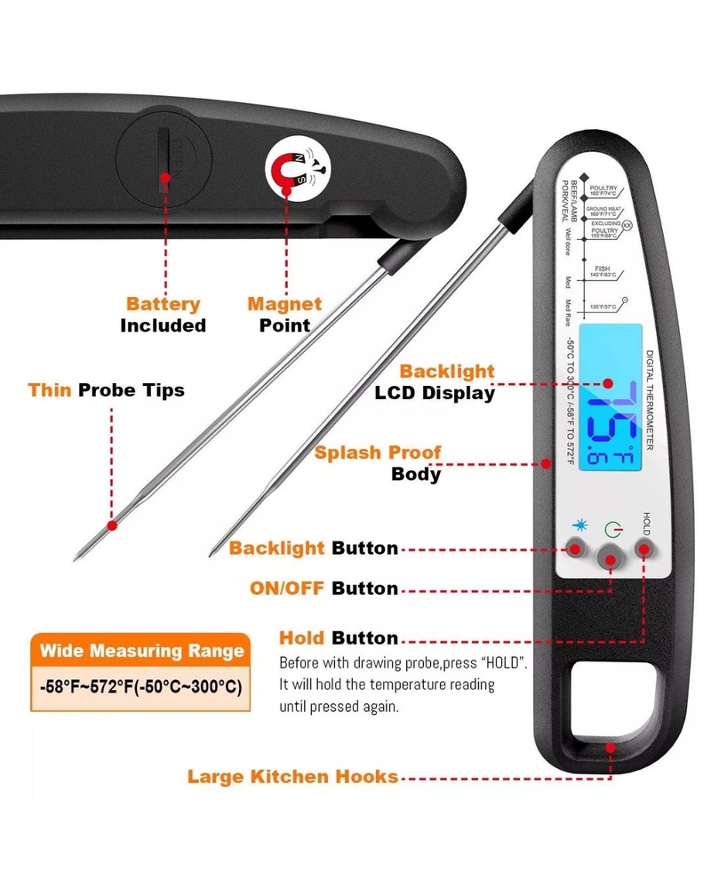 Instant read thermometer for quick and safe