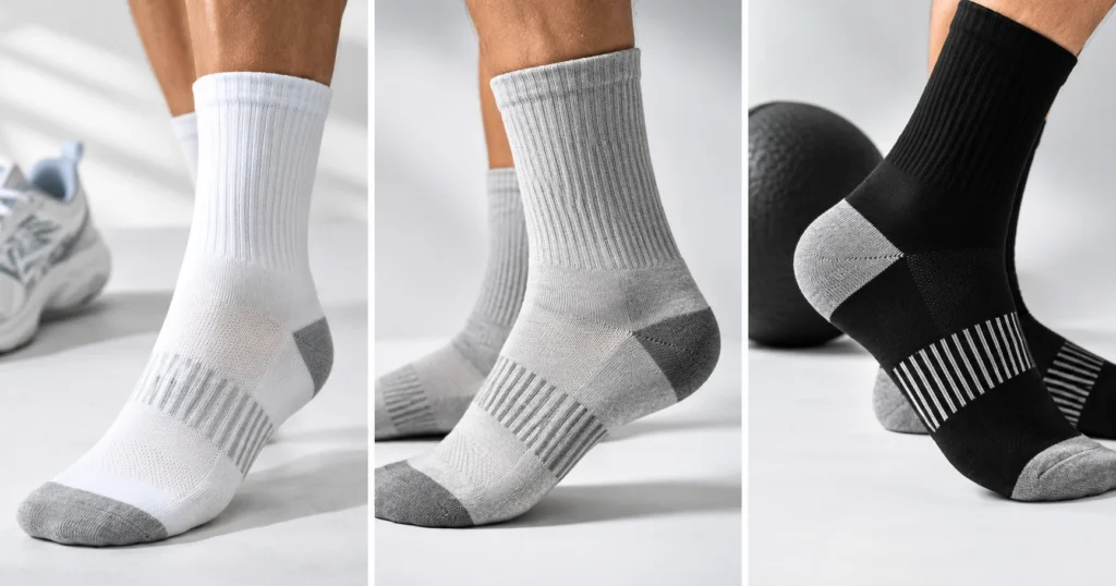 Clean close-up or simple graphic showing light, medium, and targeted cushioning under heel and forefoot